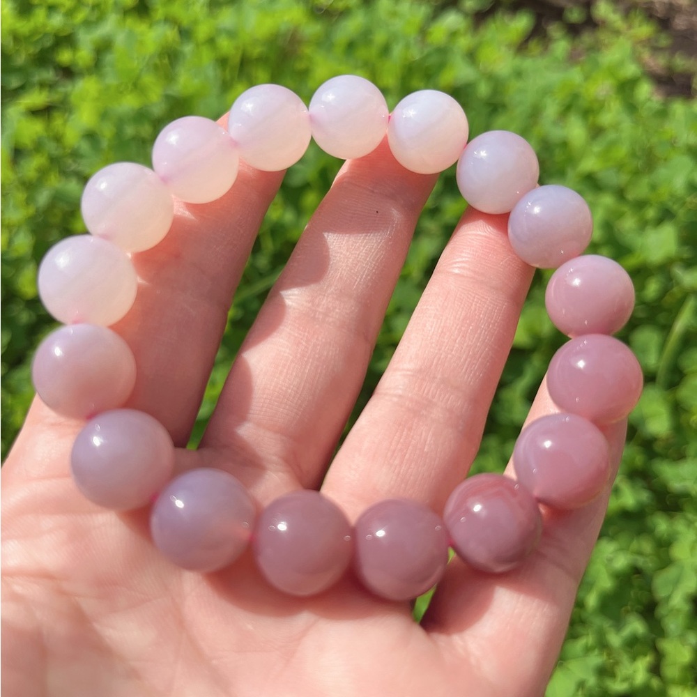 14mm stretchable natural Yanyuan agate bracelet - Picture 5 of 8